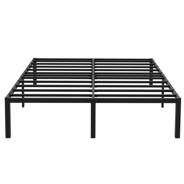 Queen Bed Frame with Underbed Storage Space, Metal Heavy Duty Platform Mattress Foundation, Easy Assembly, No Box Spring Needed, Black, 14 Inch Height
