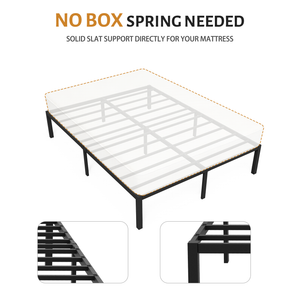 Queen Bed Frame with Underbed Storage Space, Metal Heavy Duty Platform Mattress Foundation, Easy Assembly, No Box Spring Needed, Black, 14 Inch Height