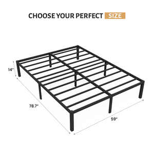 Queen Bed Frame with Underbed Storage Space, Metal Heavy Duty Platform Mattress Foundation, Easy Assembly, No Box Spring Needed, Black, 14 Inch Height